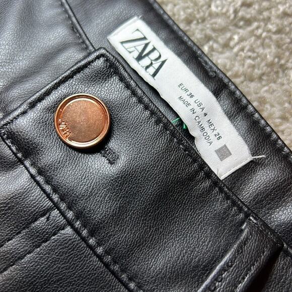 ZARA Faux Black Leather 90s Pant Size 4 XS Gothic Party Holiday‎ Sexy Concert - Picture 3 of 15